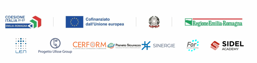 Loghi degli enti promotori della formazione finanziata regione Emilia Romagna Innovate Lab